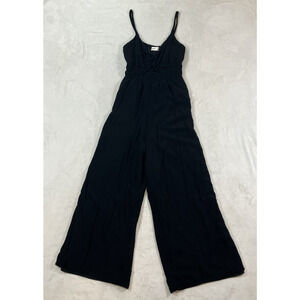 Hollister Jumpsuit Wide Leg Sleeveless Spaghetti Straps Black Bows Size Medium